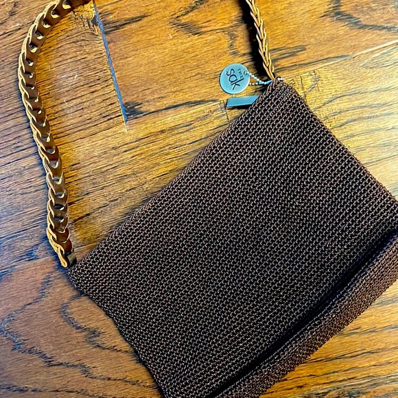 The Sak brown purse with leather strap S/M, used great shape woven with a liner - Picture 3 of 4